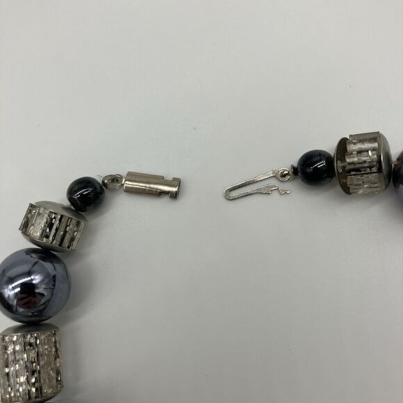 Sparkle Glass Choker Necklace Earrings SET Silver Beads Retro Glam - Picture 3 of 7